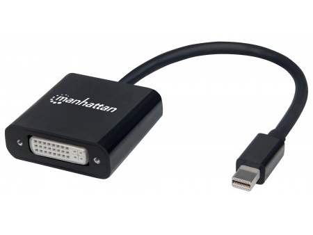 Manhattan Aktiver Mini-Displayport Auf Dvi-I-Adapter, Mini-Displayport-Stecker Auf Dvi-I Dual-Link-Buchse, 4K@30Hz, Schwarz, Polybagverpackung, 0,195