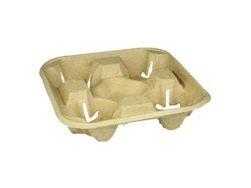Kopholder Bakke 215X215x42 Mm Natur Pap Til 4 Bægre,4 Ps X 65 Stk/Krt