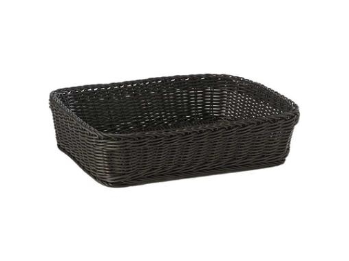 Brødkurv 40X30x10 Cm Rektangulær Kraftig Flet Pp Sort,1 Stk