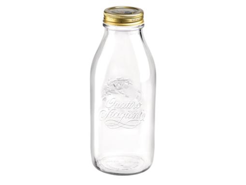 Saftflaske Quattro Stagioni 1 ltr. Ø9.4x22.6 cm med Låg - (12 stk./karton)