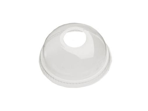 Plastlåg Ø95 mm Kuppel med Hul til sugerør RPET Klar,50 stk/ps - (50 stk.) | Catering - Matförpackning - Dispensrar, behållare & Matförvaring | GameStuff