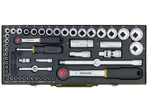 Proxxon 23 040, Topnøglesæt, 56 stk, Krom, L-formet, Skraldehåndtag, 1/4