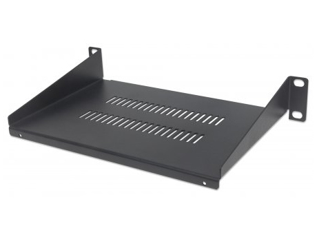 Intellinet 10" Fachboden Zur Frontmontage, 1 He, Montage An Den Beiden Vorderen Profilschienen, 150 Mm Tiefe, Perforiert, Schwarz, Regalboden, Stahl,