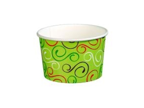 Eiscremebecher 150/195 Ml 5 Oz Ø86x50 Mm Karton Grüner Twiddle, 18 Ps X 50 Stk/Krt