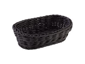 Brotkorb 19X12x6 Cm Oval Kräftig Geflochten Pp Schwarz, Stk