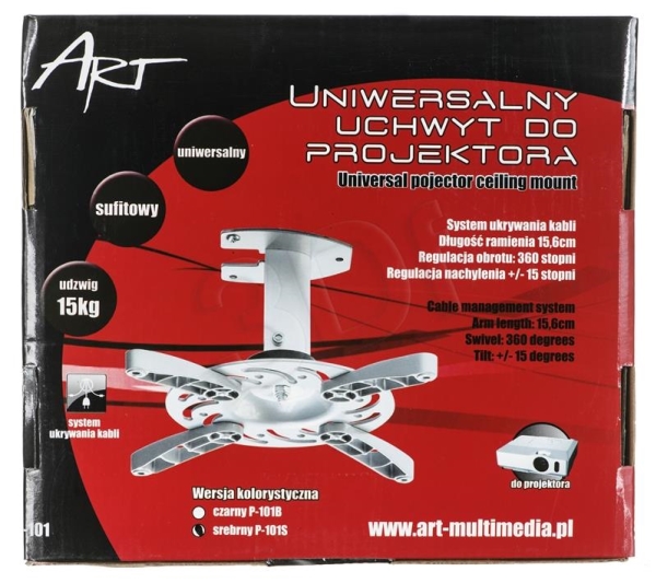 Art P-101, Loft, 15 Kg, Sølv, -180 - 180°, -15 - 15°, 15,6 Cm