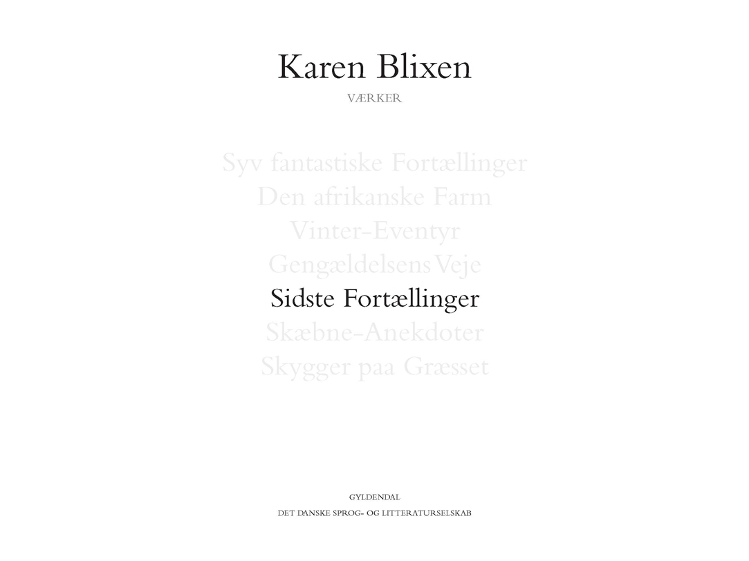 Letzte Erzählungen | Karen Blixen | Sprache: Dänish