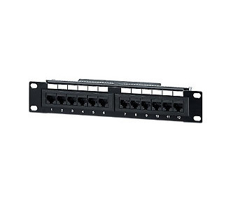 Equip 12-Port Cat.5E Ungeschirmtes Patch Panel, 10", Schwarz, Rj-45, Gold, Cat5e, Rackeinbau, 1U, Schwarz