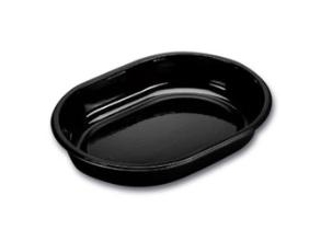 Tablett 1-Raum 1000 Ml 238X176x40 Mm Oval Cpet Schwarz,240 Stk/Krt