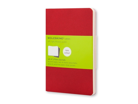 Moleskine Cahier Journal Large, Ulinjeret, Soft Cover Cranberry Red (Sæt Á 3 Stk.)