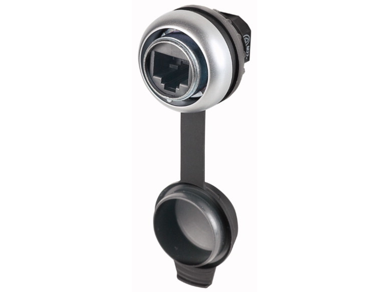 Eaton M22-RJ45-SA, RJ-45, 5e, 100 mO, svart, silver, IP65, CE, UL, CSA | Stickproppar och uttag | GameStuff