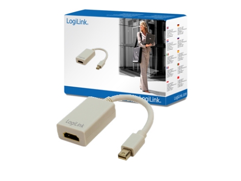 Logilink Mini Displayport / Hdmi Adapter, 0,1 M, Hdmi Type A (Standard), Mini Displayport, Hanstik, Hunstik, Grå