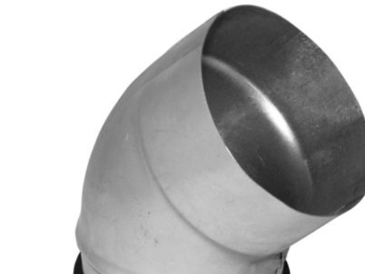 kort bøj.ø125 45° MF/NP - kort galvaniseret muffe/nippel