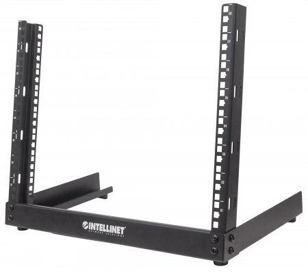 Intellinet 19" 2-Pfosten Desktop-Laborgestell, 12 He, Flatpack, Schwarz, Freistehendes Gestell, 12U, 3,4 Kg, Schwarz