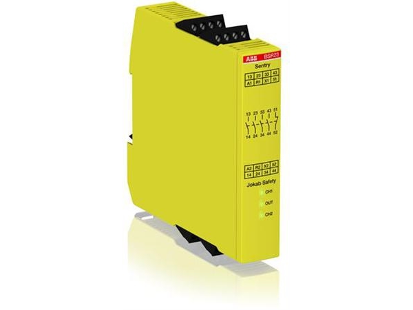 Abb Sikkerhedsrelæ Med 3 No + 1 Nc Relæudgange, +24V Dc, Manuel- Eller Automatisk Reset, 1- Eller 2 Kanals