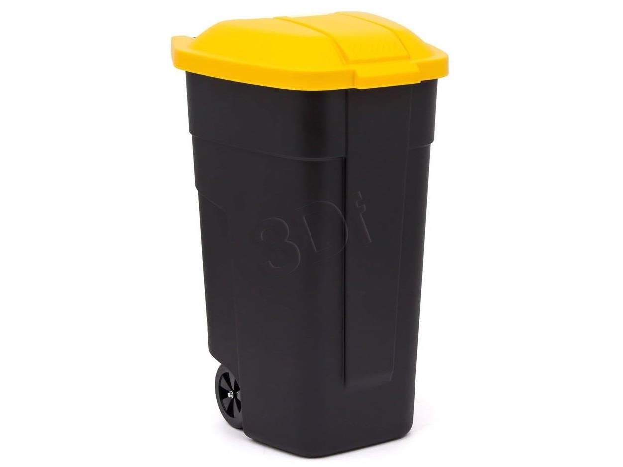 Curver Mülltrennbehälter Curver 110L Schwarz Mit Gelbem Deckel, Auf Rollen