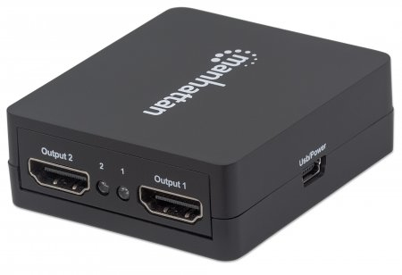 Manhattan 1080P 2-Port Hdmi-Splitter, Stromversorgung Über Usb, Schwarz, Hdmi, 2X Hdmi, 1.3B, 1920 X 1200 Pixel, Schwarz, Kunststoff