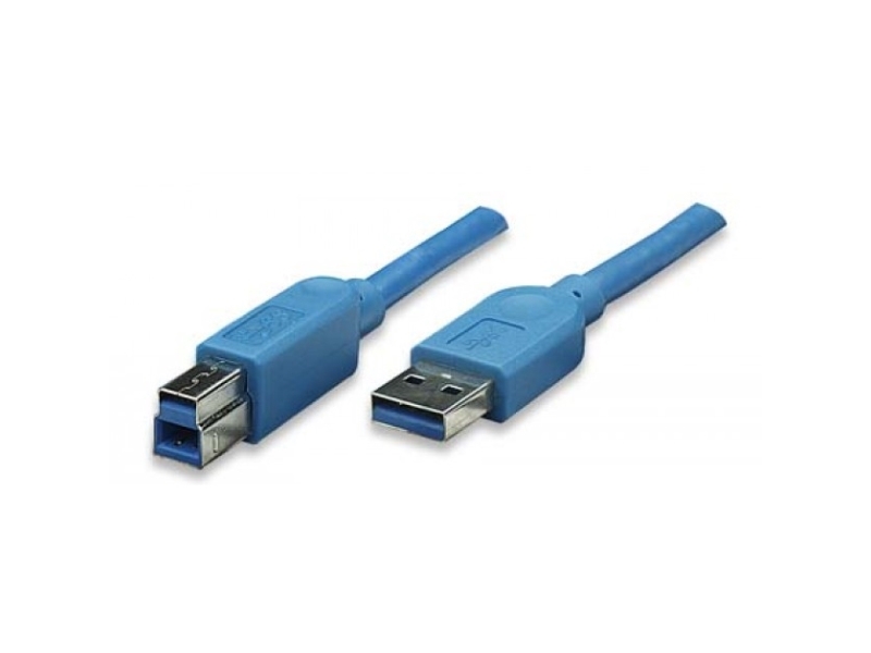 Techly 0.5M Usb 3.0 Ab M/M, 0,5 M, Usb A, Usb B, Usb 3.2 Gen 1 (3.1 Gen 1), Männlich/Männlich, Blau