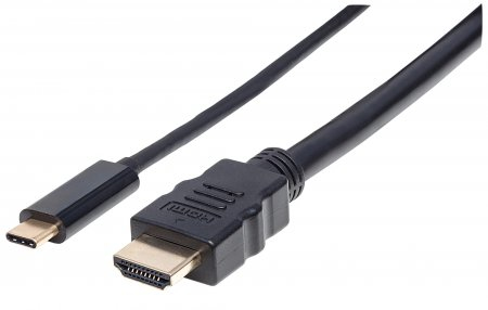 Manhattan Usb Typ C Auf Hdmi-Adapterkabel, Konvertiert Das Alternate-Mode-Signal In Ein Hdmi 4K-Ausgangssignal, 2 M, Schwarz, 2 M, Usb Typ-C, Hdmi Ty