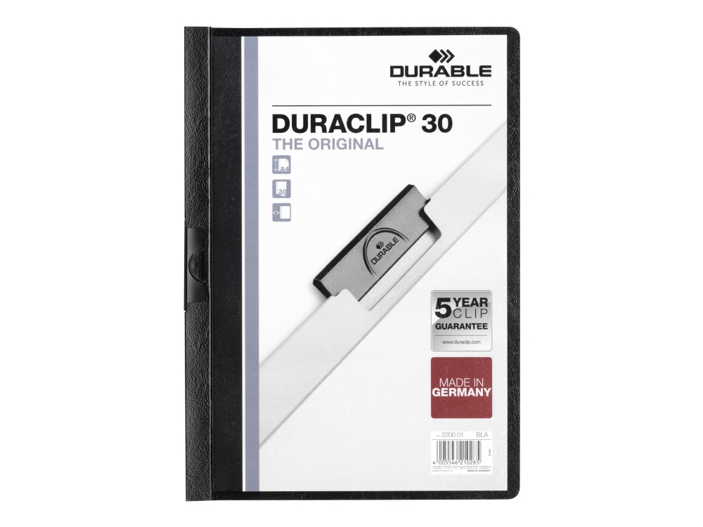 Durable Duraclip 30. Produktfarbe: Schwarz, Transparent, Material: Pvc, Maximale Kapazität: 30 Blätter (220001)
