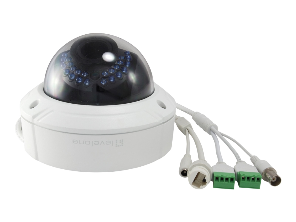 LevelOne FCS-3085, IP-turvakamera, Sisätila ja ulkotila, Langallinen, CE,FCC,UL, IEC60068-2-75Eh, 50J  EN50102, IK10, ONVIF (Profile S, Profile G), PSIA, CGI,..., Katto/seinä, Valkoinen