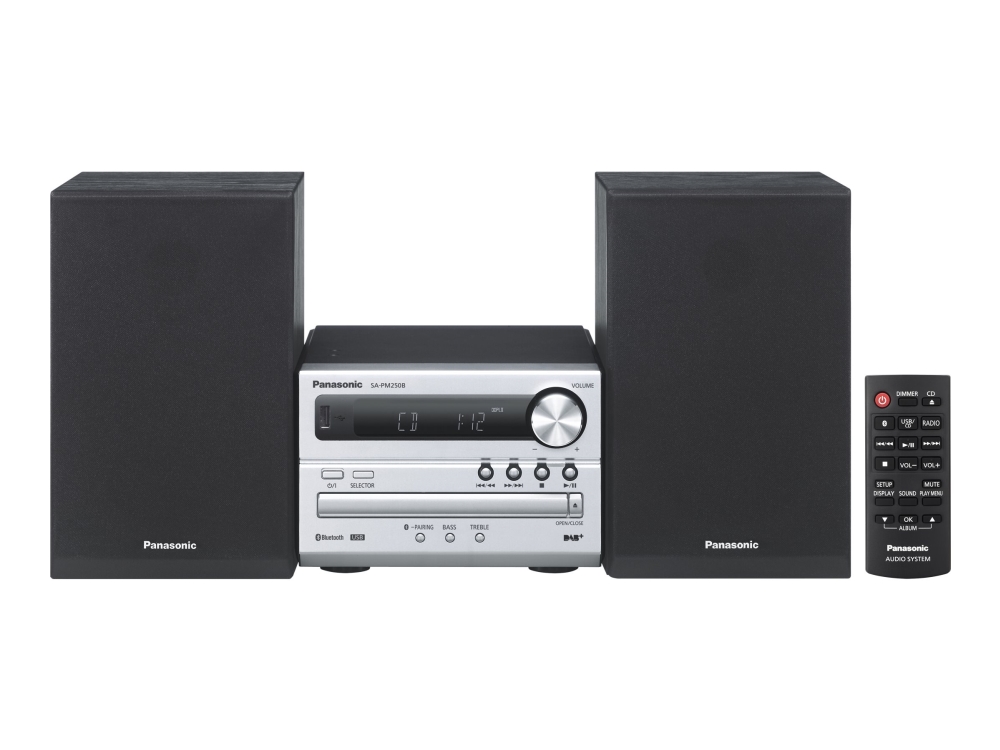 Panasonic Sc Pm250 Mikrosystem 20 Watt Total Sølv
