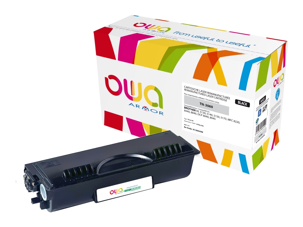 Owa - Sort - Kompatibel - Genproduceret - Tonerpatron (Alternativ Til: Brother Tn3060) - For Brother Dcp-8040, 8045, Hl-5130, 5140, 5150, 5170, Mfc-8