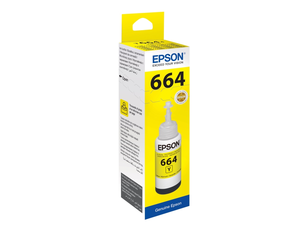 Epson T6644 - 70 Ml - Gul - Original - Blækrefill - For Epson L386 Ecotank Et-2600, 2650, L121, L1455 Ecotank Its L3050, L3060, L3070
