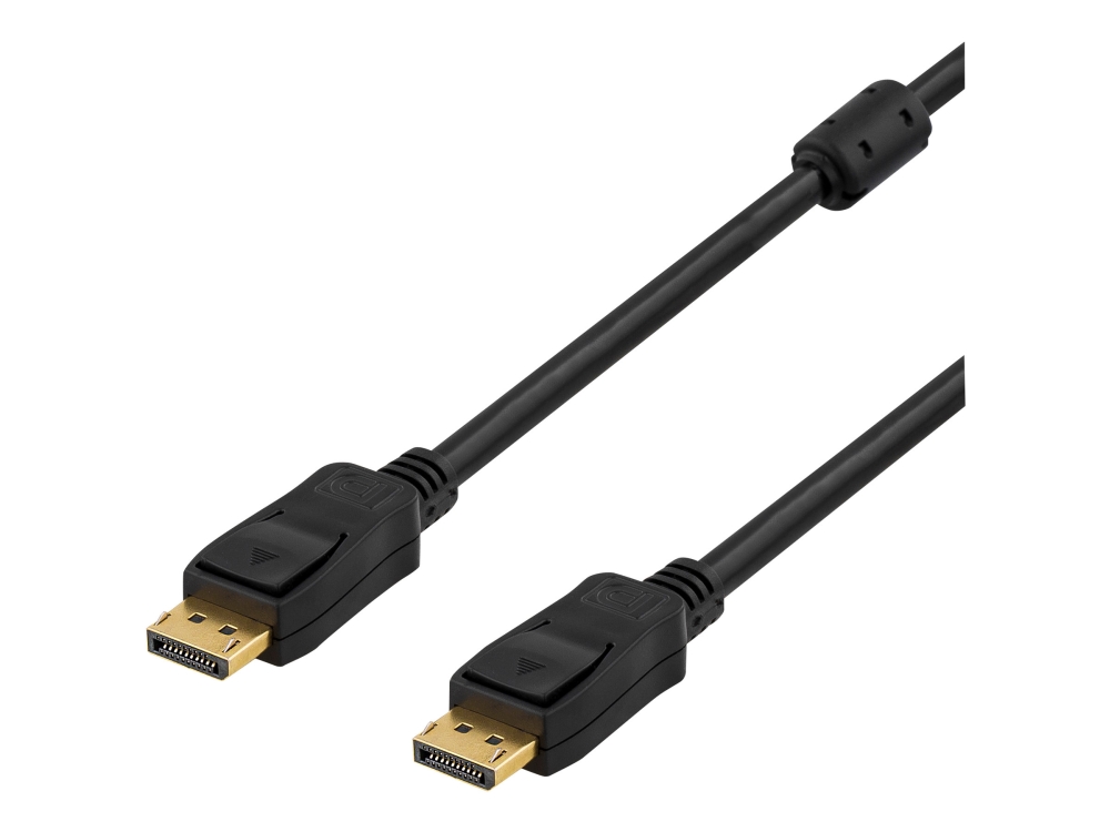 DELTACO DP-1050-K - DisplayPort-kabel - DisplayPort (hane) till DisplayPort (hane) - 5 m - sprintlåsning, formpressad - svart | Datortillbehör - Kablar & adaptrar - Bildkablar | GameStuff