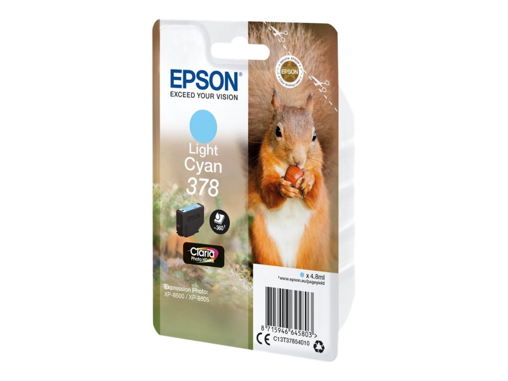 Epson 378 - 4.8 Ml - Lys Cyan - Original - Blister Med Rf/Akustisk Alarm - Blækpatron - For Expression Home Xp-8605, Xp-8606 Expression Photo Xp-850