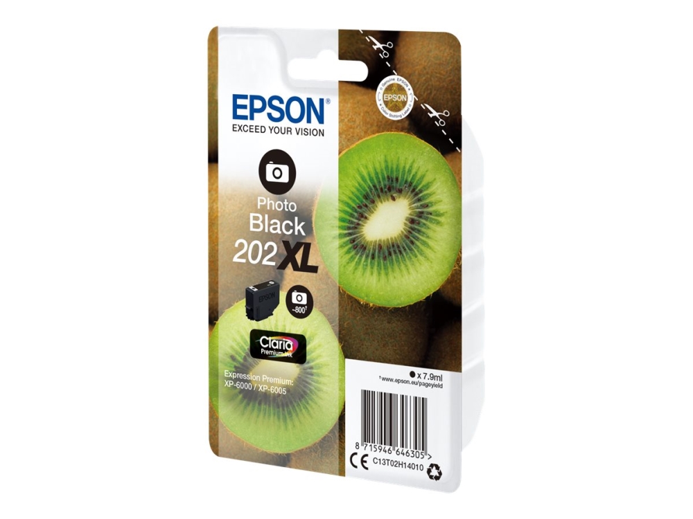 Epson 202Xl - 7.9 Ml - Xl - Foto-Sort - Original - Blister Med Rf/Akustisk Alarm - Blækpatron - For Expression Premium Xp-6000, Xp-6005