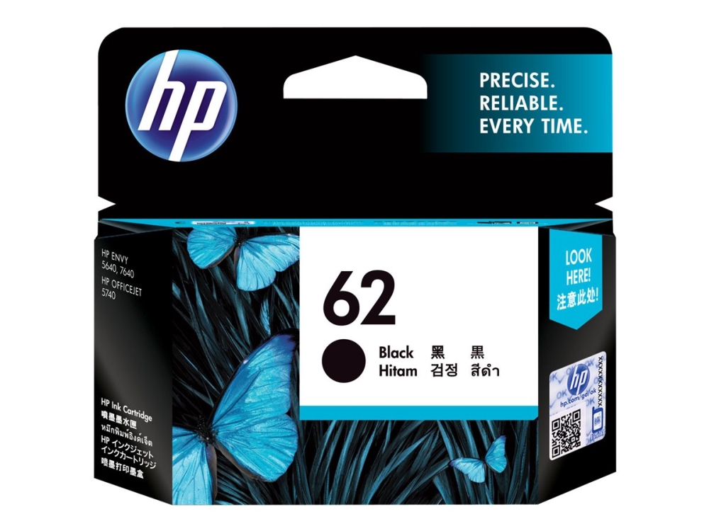 HP 62 sort original blækpatron