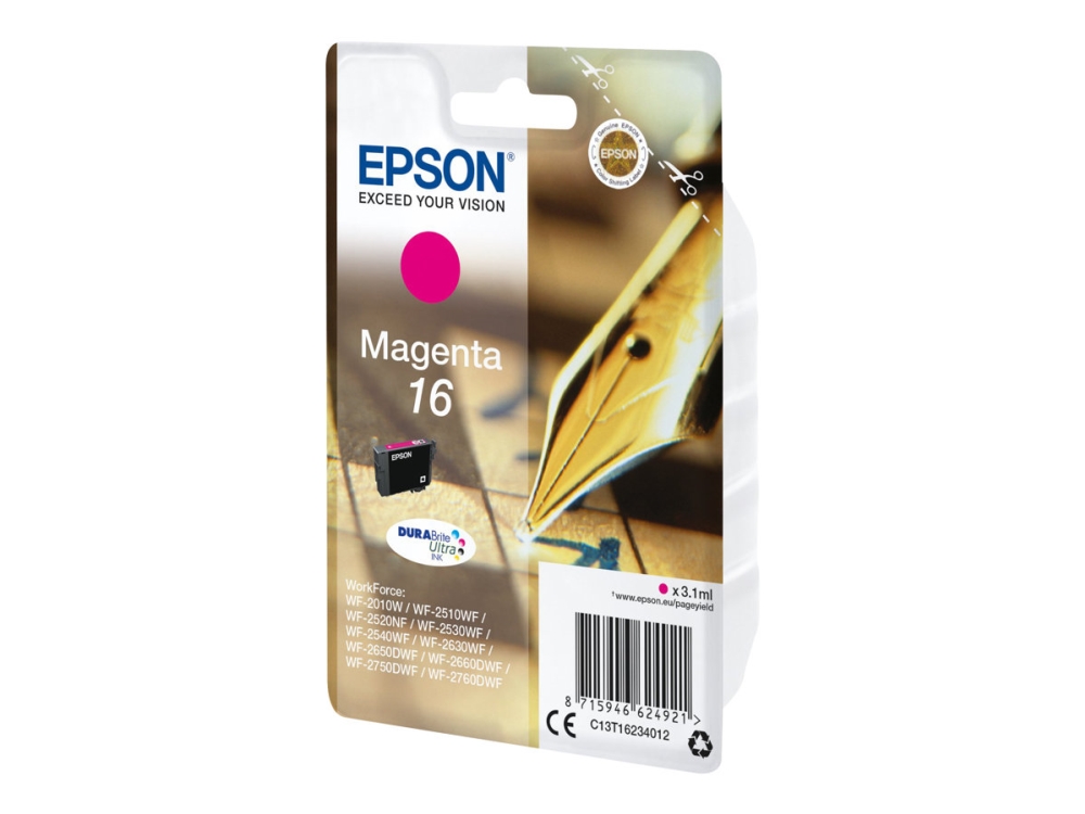 Epson 16 - 3.1 Ml - Magenta - Original - Blister Med Rf/Akustisk Alarm - Blækpatron - For Workforce Wf-2010, 2510, 2520, 2530, 2540, 2630, 2650, 2660