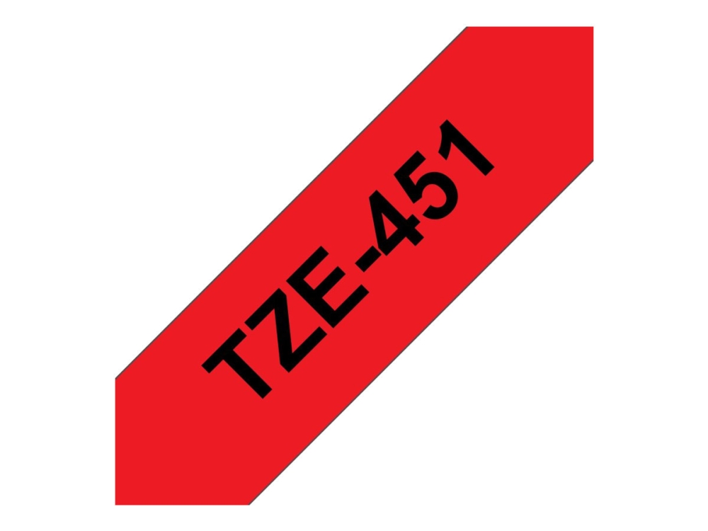 Brother TZe-451 - Standardklebemiddel - svart på rødt - Rull (2,4 cm x 8 m) 1 kassett(er) laminert teip - for Brother PT-D600  P-Touch PT-2430, 3600, 7600, 9800, D800, E500, E550, H500, P750, P900