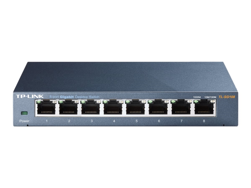 Tp-Link Tl-Sg108 8-Port Metal Gigabit Switch - Switch - Unmanaged - 8 X 10/100/1000 - Desktop