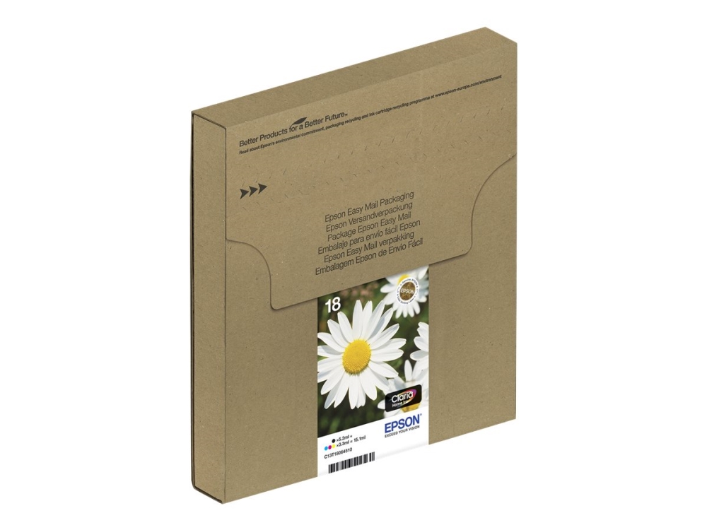 Epson T1806 Easy Mail Packaging - 4 Pakker - 15.1 Ml - Sort, Gul, Cyan, Magenta - Original - Boks - Blækpatron - For Expression Home Xp-212, 215, 225