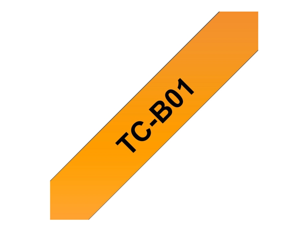 Brother Tcb01 - 12 Mm X 6.7 M - Sort På Fluorescerende Orange - Lamineret Bånd - For P-Touch Pt-2000, Pt-3000, Pt-500, Pt-5000, Pt-8E