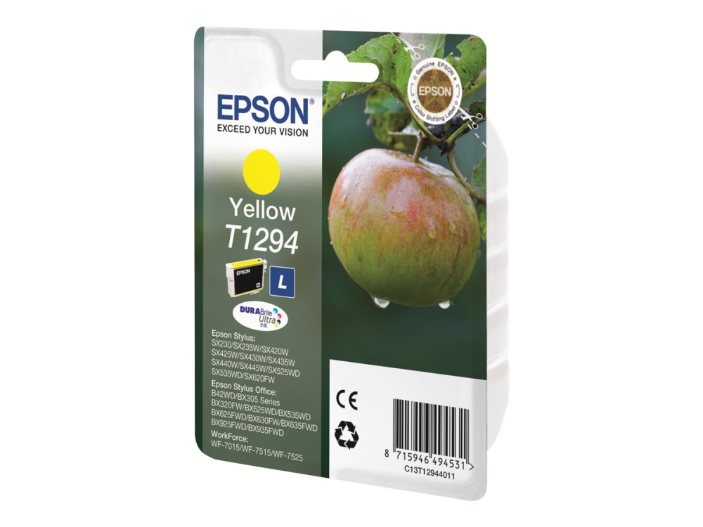Epson T1294 - 7 Ml - Gelb - Original - Blister - Patrone - Für Stylus Sx230, Sx235, Sx430, Sx438 Workforce Wf-3010, 3520, 3530, 3540, 7015, 7515, 752