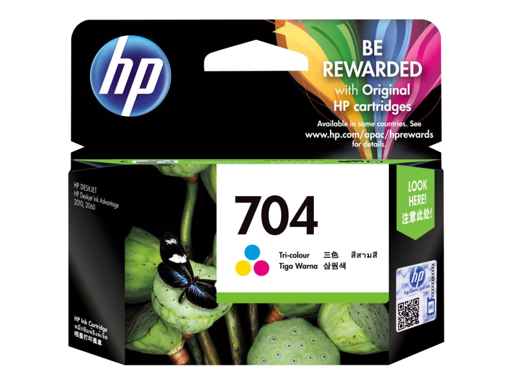 Hp 704 Tri-Color Original Ink Advantage Cartridge Blækpatron 1 Stk Blå, Magenta, Gul