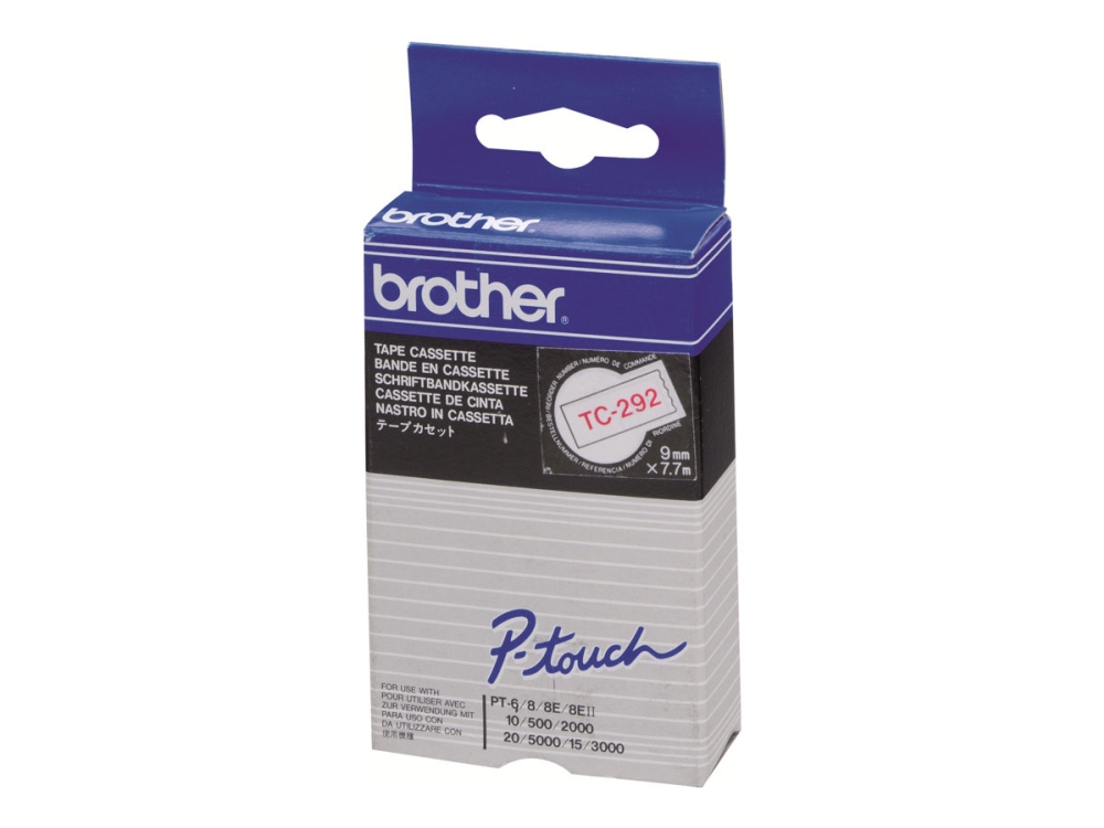 Brother - Hvid, Rød - Rulle (0,9 Cm X 7,7 M) 1 Stk. Printerbånd - For P-Touch Pt-15, Pt-20, Pt-2000, Pt-3000, Pt-500, Pt-5000, Pt-6, Pt-8, Pt-8E