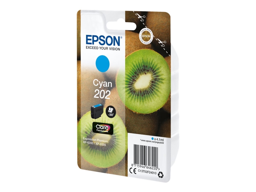 Epson 202 - 4.1 Ml - Cyan - Original - Blister Med Rf/Akustisk Alarm - Blækpatron - For Expression Premium Xp-6000, Xp-6005