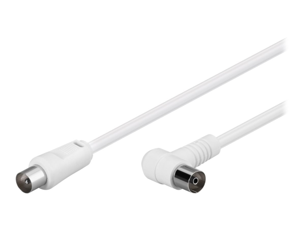 Microconnect - Antennenkabel - Iec-Anschlussstecker Auf Iec-Anschlussbuchse Gewinkelt - 1,5 M - Doppelt Geschirmtes Koaxialkabel - Weiß
