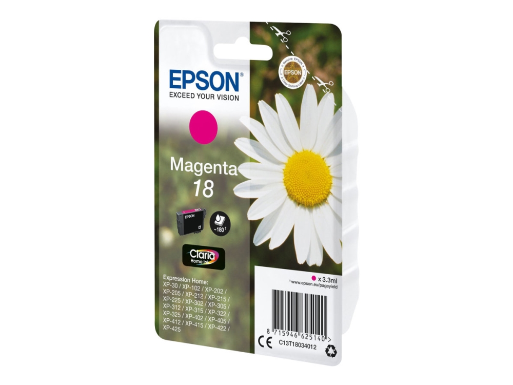 Epson 18 - 3.3 Ml - Magenta - Original - Blister Med Rf/Akustisk Alarm - Blækpatron - For Expression Home Xp-212, 215, 225, 312, 315, 322, 325, 412,