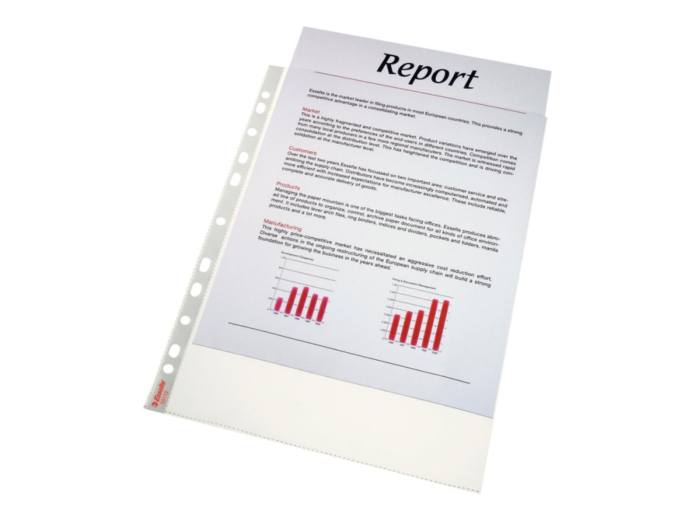 Plastfickor A4 Esselte 56113 0,075 mm Premium glas klar med baksida - (100 st.) | Arkivering - Elastikmappar & Chartekker - Övriga | GameStuff