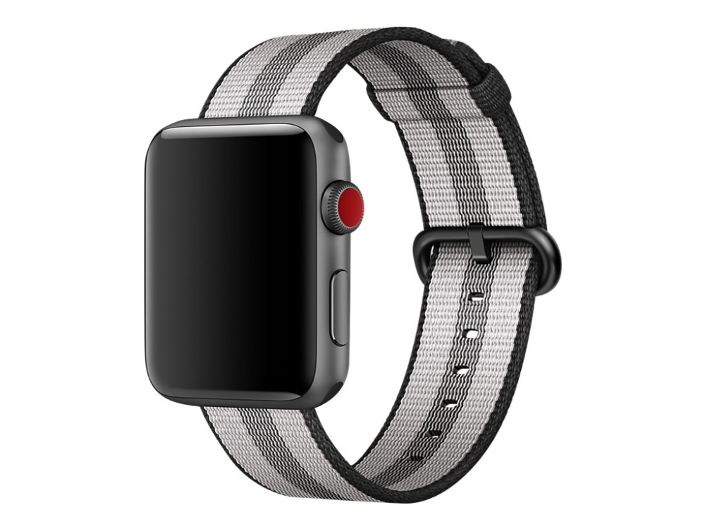 Apple 42Mm Woven Nylon Band - Urrem For Smart Watch - 145 - 215 Mm - Sort Stribe - For Watch Hermès Series 9, Se 3, Series 10, Series 11, Series 8, S