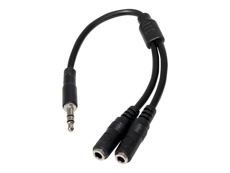Startech.Com Schlankes Stereo-Splitter-Kabel - 3,5-Mm-Stecker Auf 2X 3,5-Mm-Buchse, 3.5Mm, Männlich, 2X3.5Mm, Weiblich, 0,2 M, Schwarz