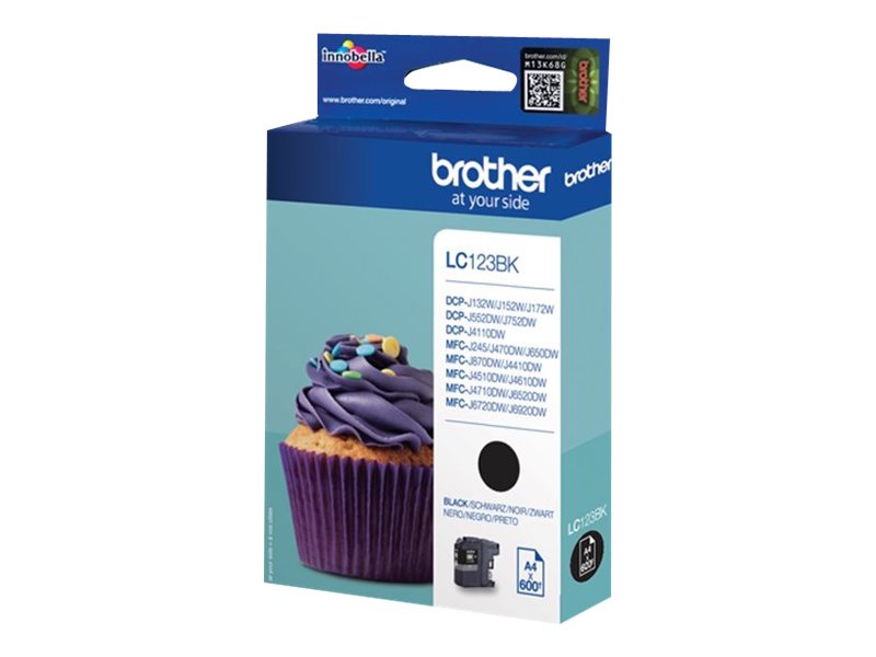 Brother Lc123bk - Højtydende - Sort - Original - Blækpatron - For Brother Dcp-J100, Dcp-J105, Dcp-J132w, Dcp-J4110dw, Dcp-J552dw, Dcp-J752dw