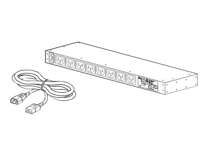 Apc Rack Pdu, Mit Messfunktion, 1 He, 16 A, 208/230 V, (8) C13, Messgerät, 0U/1U, Horizontal/Vertikal, Schwarz, 8 Ac-Ausgänge, C13-Koppler
