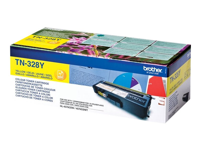 Brother Tn328y - Gul - Original - Tonerpatron - For Brother Dcp-9270Cdn
