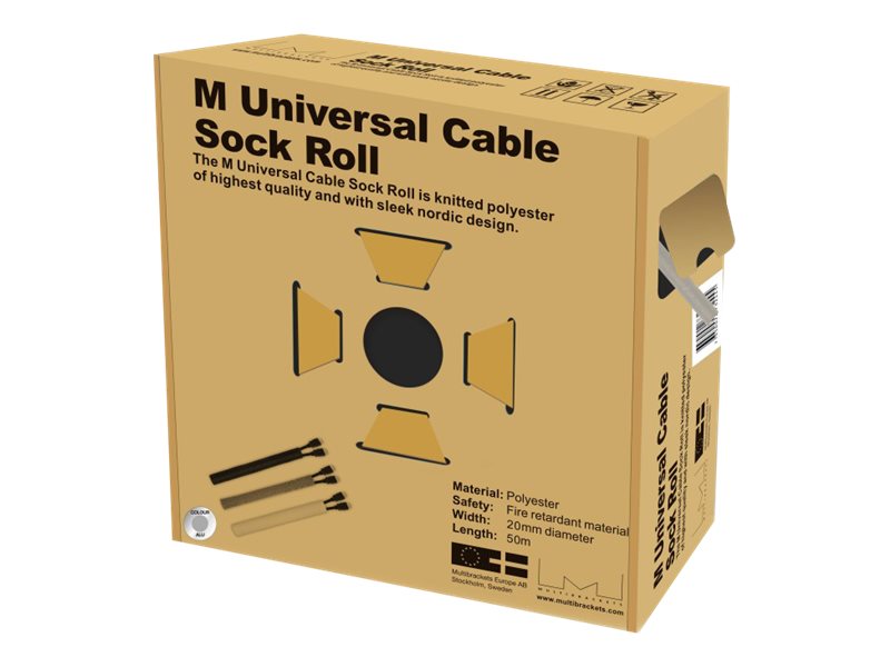 Multibrackets M Universal Cable Sock Roll 20 mm x 50 m - Kabelorganiserare - silver | Datorer & Surfplattor - Rackkabinetter - Tillbehör | GameStuff